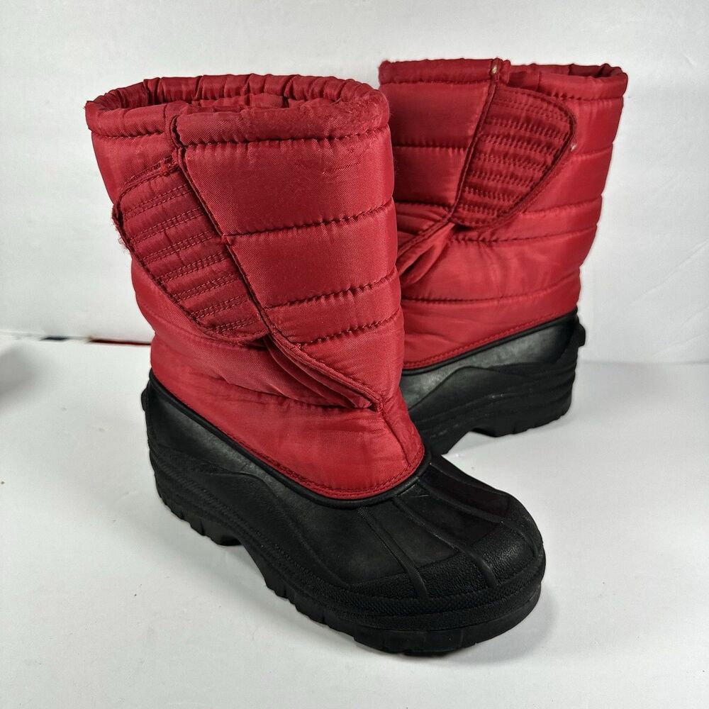 Red Quilted Mid-Calf Winter Snow Boots - Kids Size 3